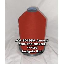 A-A-50195A Aramid Thread, Tex 92, Size 800, Color Insignia Red 11136 
