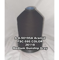 A-A-50195A Aramid Thread, Tex 92, Size 800, Color Medium Gunship Gray 26118 