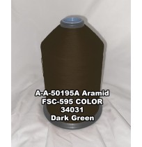 A-A-50195A Aramid Thread, Tex 138, Size 1200, Color Dark Green 34031 