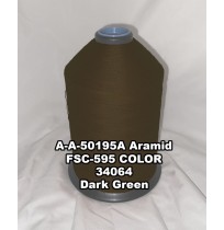 A-A-50195A Aramid Thread, Tex 346, Size 3000, Color Dark Green 34064