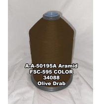 A-A-50195A Aramid Thread, Tex 277, Size 2400, Color Olive Drab 34088 