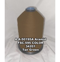 A-A-50195A Aramid Thread, Tex 207, Size 1800, Color Tan Green 34201 