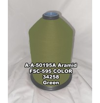 A-A-50195A Aramid Thread, Tex 554, Size 4200, Color Green 34258 
