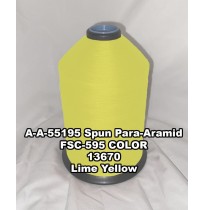 A-A-55195 Spun Para-Aramid Thread, Tex 30/5, Size 90, Color Lime Yellow 13670 