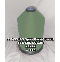 A-A-55195 Spun Para-Aramid Thread, Tex 30/5, Size 90, Color Green 24272 