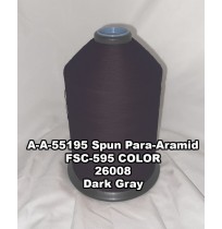 A-A-55195 Spun Para-Aramid Thread, Tex 30/5, Size 90, Color Dark Gray 26008 