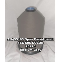 A-A-55195 Spun Para-Aramid Thread, Tex 30/2, Size 35, Color Medium Gray 26270 