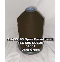 A-A-55195 Spun Para-Aramid Thread, Tex 30/4, Size 70, Color Dark Green 34031 
