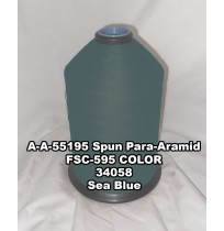 A-A-55195 Spun Para-Aramid Thread, Tex 30/4, Size 70, Color Sea Blue 34058 