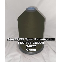 A-A-55195 Spun Para-Aramid Thread, Tex 30/5, Size 90, Color Green 34077