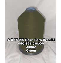 A-A-55195 Spun Para-Aramid Thread, Tex 30/4, Size 70, Color Green 34082 