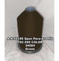 A-A-55195 Spun Para-Aramid Thread, Tex 30/5, Size 90, Color Green 34084 