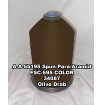 A-A-55195 Spun Para-Aramid Thread, Tex 30/4, Size 70, Color Olive Drab 34087 