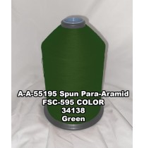 A-A-55195 Spun Para-Aramid Thread, Tex 30/3, Size 50, Color Green 34138 