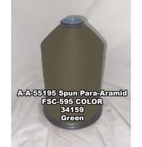 A-A-55195 Spun Para-Aramid Thread, Tex 30/4, Size 70, Color Green 34159