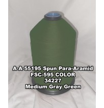 A-A-55195 Spun Para-Aramid Thread, Tex 30/5, Size 90, Color Medium Gray Green 34227 