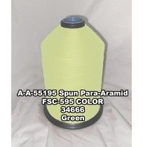 A-A-55195 Spun Para-Aramid Thread, Tex 30/4, Size 70, Color Green 34666 