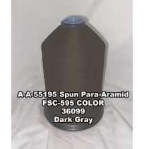 A-A-55195 Spun Para-Aramid Thread, Tex 30/4, Size 70, Color Dark Gray 36099 