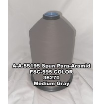 A-A-55195 Spun Para-Aramid Thread, Tex 30/3, Size 50, Color Medium Gray 36270 