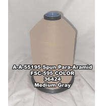 A-A-55195 Spun Para-Aramid Thread, Tex 30/2, Size 35, Color Medium Gray 36424 