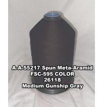 A-A-55217A Spun Meta-Aramid Thread, Tex 30/3, Size 50, Color Medium Gunship Gray 26118 