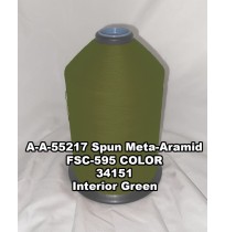 A-A-55217A Spun Meta-Aramid Thread, Tex 45/3, Size 35, Color Interior Green 34151