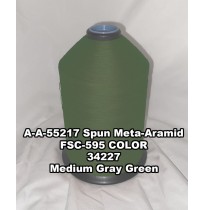 A-A-55217A Spun Meta-Aramid Thread, Tex 20/4, Size 90, Color Medium Gray Green 34227 