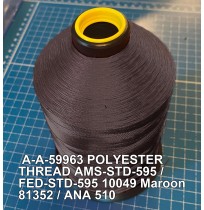 A-A-59963 Polyester Thread Type I (Non-Coated) Size 4 Tex 270 AMS-STD-595 / FED-STD-595 Color 10049 Maroon 81352 / ANA 510
