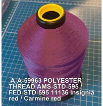 A-A-59963 Polyester Thread Type II (Coated) Size 6 Tex 400 AMS-STD-595 / FED-STD-595 Color 11136 Insignia red / Carmine red