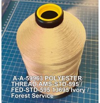 A-A-59963 Polyester Thread Type I (Non-Coated) Size A Tex 21 AMS-STD-595 / FED-STD-595 Color 13695 Ivory / Forest Service