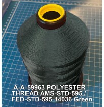 A-A-59963 Polyester Thread Type II (Coated) Size FF Tex 135 AMS-STD-595 / FED-STD-595 Color 14036 Green