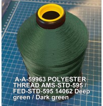 A-A-59963 Polyester Thread Type I (Non-Coated) Size 3 Tex 210 AMS-STD-595 / FED-STD-595 Color 14062 Deep green / Dark green