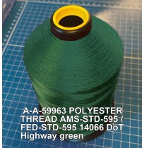 A-A-59963 Polyester Thread Type II (Coated) Size AA Tex 30 AMS-STD-595 / FED-STD-595 Color 14066 DoT Highway green
