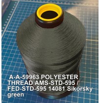 A-A-59963 Polyester Thread Type II (Coated) Size 3 Tex 210 AMS-STD-595 / FED-STD-595 Color 14081 Sikorsky green