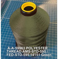 A-A-59963 Polyester Thread Type I (Non-Coated) Size 4 Tex 270 AMS-STD-595 / FED-STD-595 Color 14151 Green