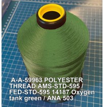 A-A-59963 Polyester Thread Type I (Non-Coated) Size 5 Tex 350 AMS-STD-595 / FED-STD-595 Color 14187 Oxygen tank green / ANA 503