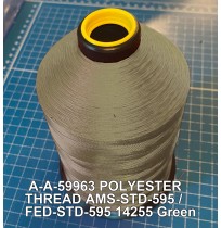 A-A-59963 Polyester Thread Type II (Coated) Size 3 Tex 210 AMS-STD-595 / FED-STD-595 Color 14255 Green