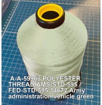 A-A-59963 Polyester Thread Type I (Non-Coated) Size A Tex 21 AMS-STD-595 / FED-STD-595 Color 14672 Army administration vehicle green