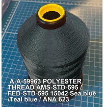 A-A-59963 Polyester Thread Type II (Coated) Size 8 Tex 600 AMS-STD-595 / FED-STD-595 Color 15042 Sea blue /Teal blue / ANA 623