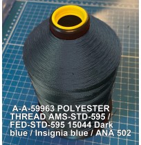 A-A-59963 Polyester Thread Type II (Coated) Size 8 Tex 600 AMS-STD-595 / FED-STD-595 Color 15044 Dark blue / Insignia blue / ANA 502