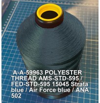 A-A-59963 Polyester Thread Type II (Coated) Size 4 Tex 270 AMS-STD-595 / FED-STD-595 Color 15045 Strata blue / Air Force blue / ANA 502