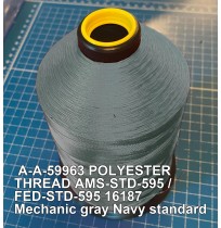 A-A-59963 Polyester Thread Type II (Coated) Size FF Tex 135 AMS-STD-595 / FED-STD-595 Color 16187 Mechanic gray Navy standard