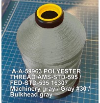 A-A-59963 Polyester Thread Type II (Coated) Size 8 Tex 600 AMS-STD-595 / FED-STD-595 Color 16307 Machinery gray / Gray #30 / Bulkhead gray