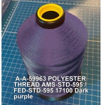 A-A-59963 Polyester Thread Type II (Coated) Size F Tex 90 AMS-STD-595 / FED-STD-595 Color 17100 Dark purple