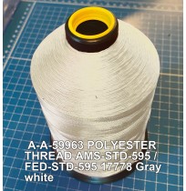 A-A-59963 Polyester Thread Type I (Non-Coated) Size 8 Tex 600 AMS-STD-595 / FED-STD-595 Color 17778 Gray white