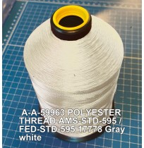 A-A-59963 Polyester Thread Type II (Coated) Size 6 Tex 400 AMS-STD-595 / FED-STD-595 Color 17778 Gray white