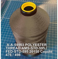 A-A-59963 Polyester Thread Type I (Non-Coated) Size 3 Tex 210 AMS-STD-595 / FED-STD-595 Color 20150 Coyote 476 / 498