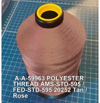A-A-59963 Polyester Thread Type I (Non-Coated) Size F Tex 90 AMS-STD-595 / FED-STD-595 Color 20252 Tan / Rose