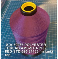 A-A-59963 Polyester Thread Type I (Non-Coated) Size 6 Tex 400 AMS-STD-595 / FED-STD-595 Color 21136 Insignia red