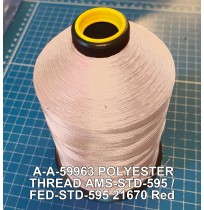 A-A-59963 Polyester Thread Type II (Coated) Size F Tex 90 AMS-STD-595 / FED-STD-595 Color 21670 Red